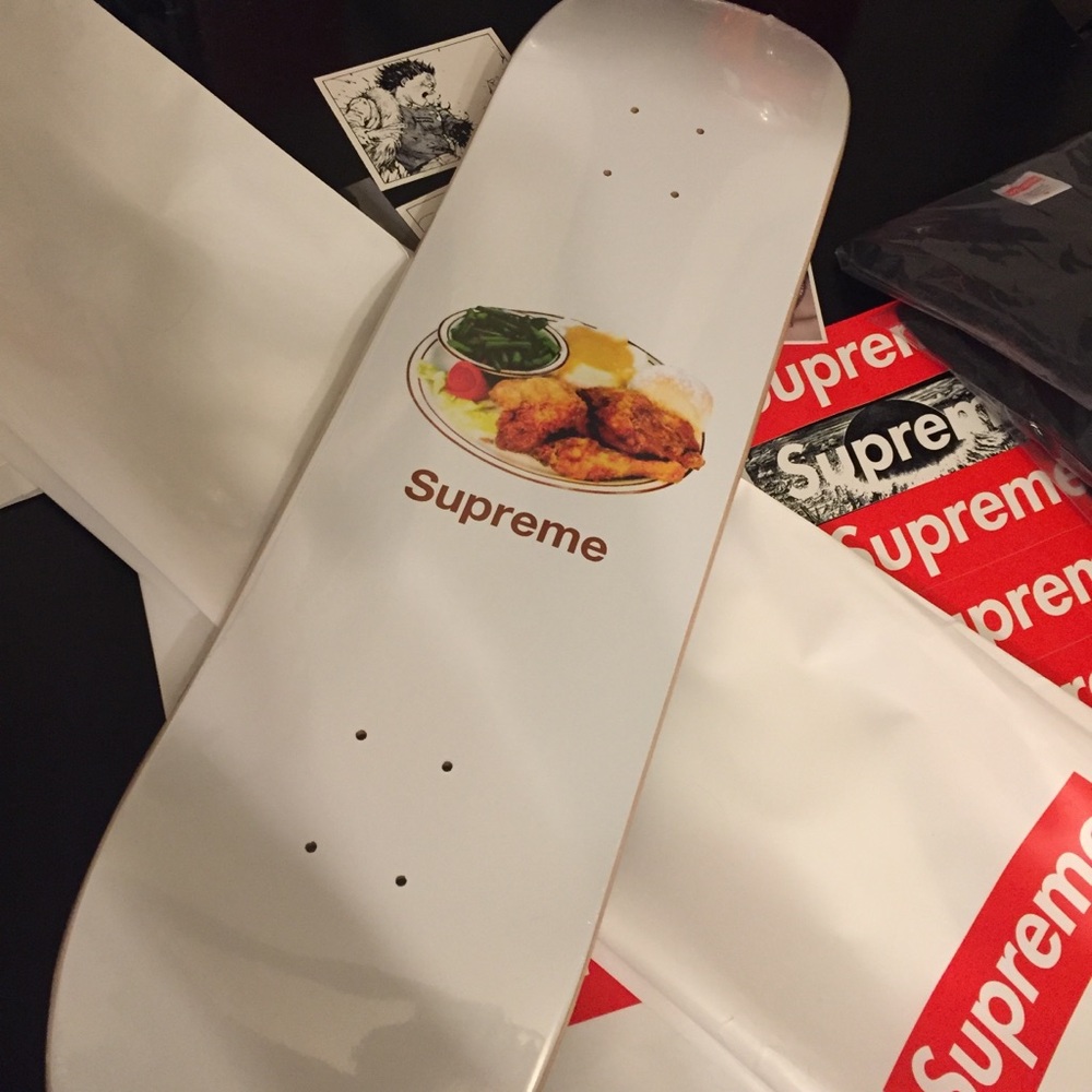 Supreme Chicken Dinner Skateboard Deck White
